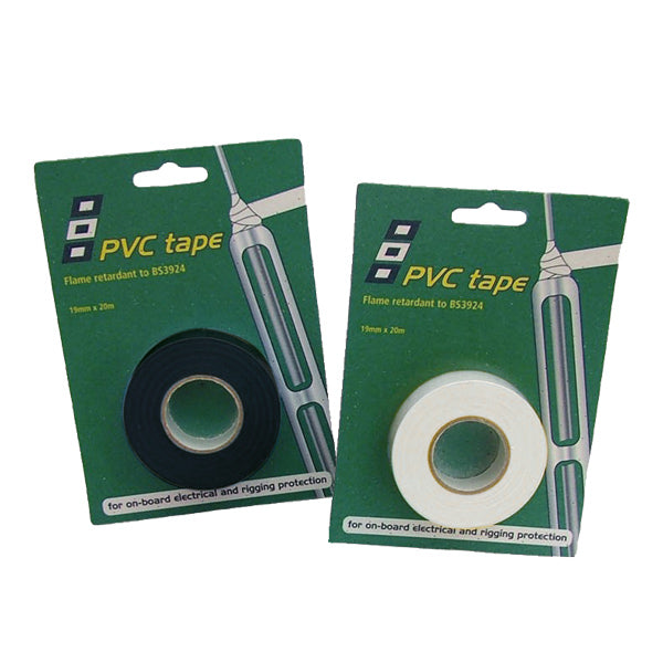 PSP sort pvc tape 19mm x 20m rullet op på en hvid baggrund