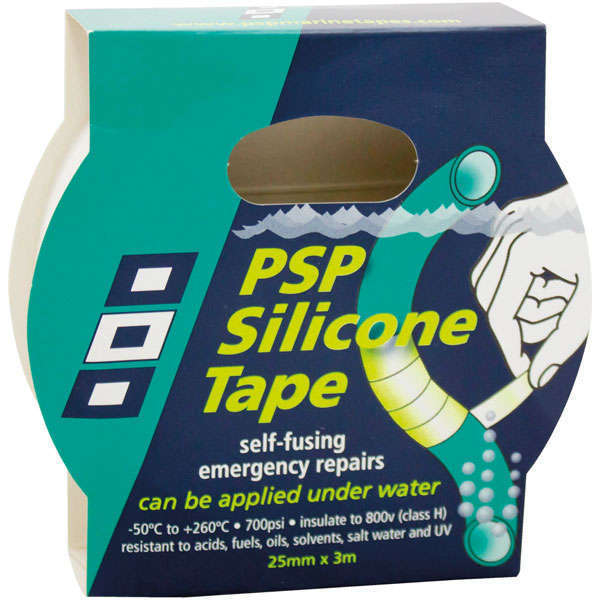 PSP silicone tape i sort, rullet op på en hvid overflade