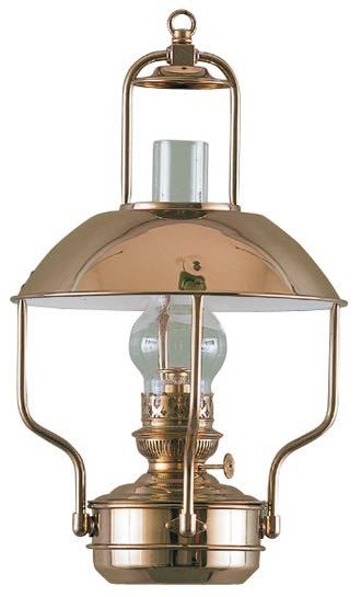 DHR Clipper lampe 8207 i messing, vist fra siden med lys tændt