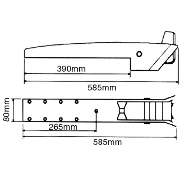 1852 ankerholder set fra siden, viser AISI 316 L materiale