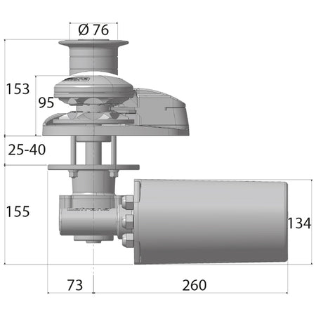 Detalje af Lofrans ankerspil, kæde og tov tilbehør