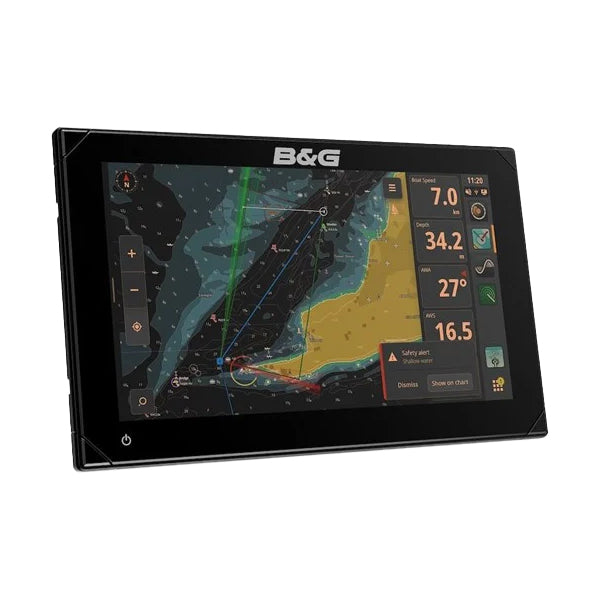 B&G Zeus S 12" navigation i brug, viser vejledning på skærmen