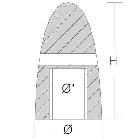 1852 zinkmøtrik for aksel set fra oven, fremhæver gevind og diameter