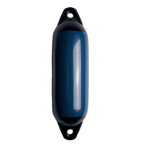 Majoni Star fender 30x90 i navy med sort top, set fra siden.