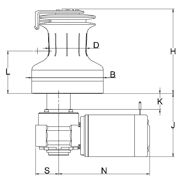 Detalje af Andersen EL spil 40 FS E1 24V med kabel og motor
