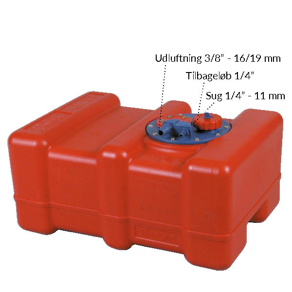 SeaTec brændstoftank i brug med tilslutninger synlige.